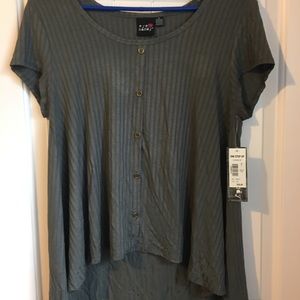 NWT Olive green rib knit button up shirt